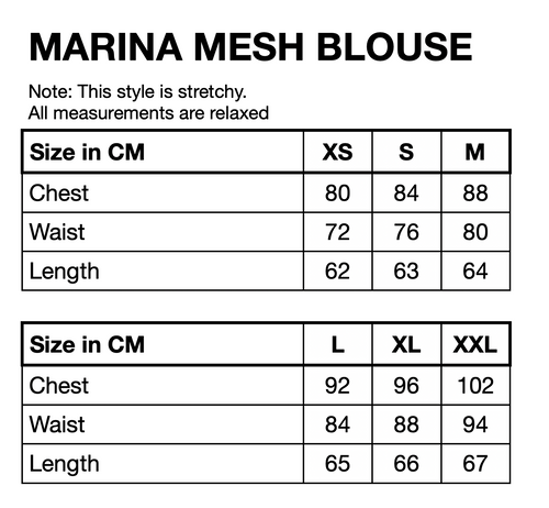 HUNKØN Marina Mesh Blouse Blouses Ocean Life Art Print