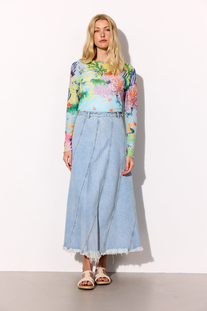 HUNKØN Marina Mesh Blouse Blouses Ocean Life Art Print