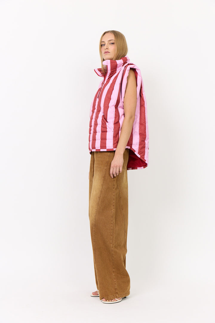 HUNKØN Merle Short Vest Vests Red Striped