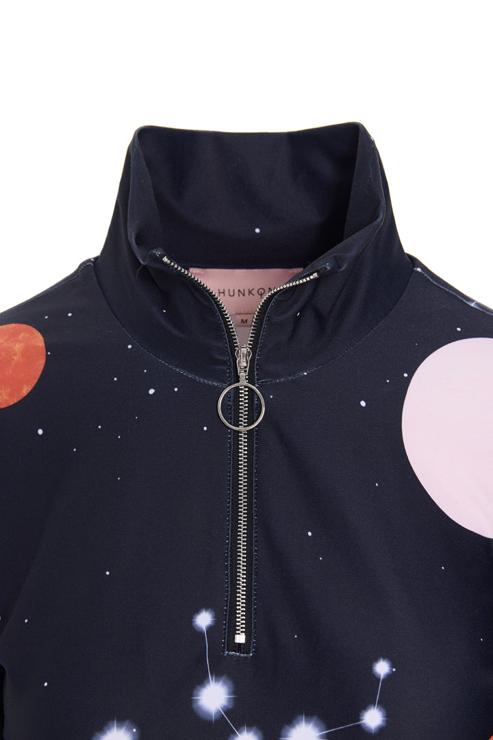 HUNKØN Nebula Zipper Blouse Blouses Outer Space Art Print