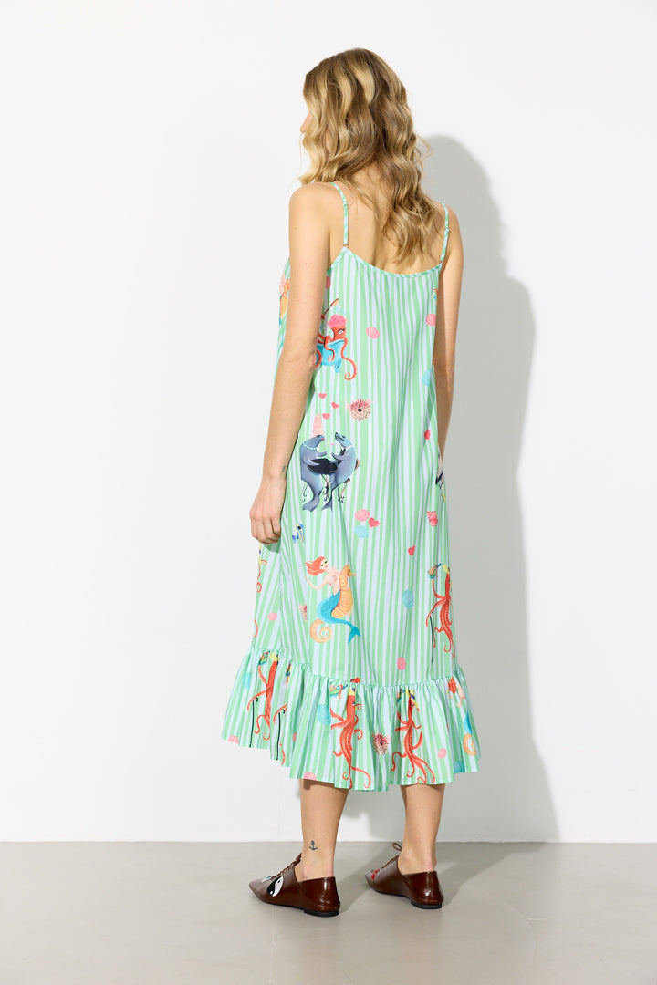 HUNKØN Nessie Dress Dresses Green Ocean Art Print