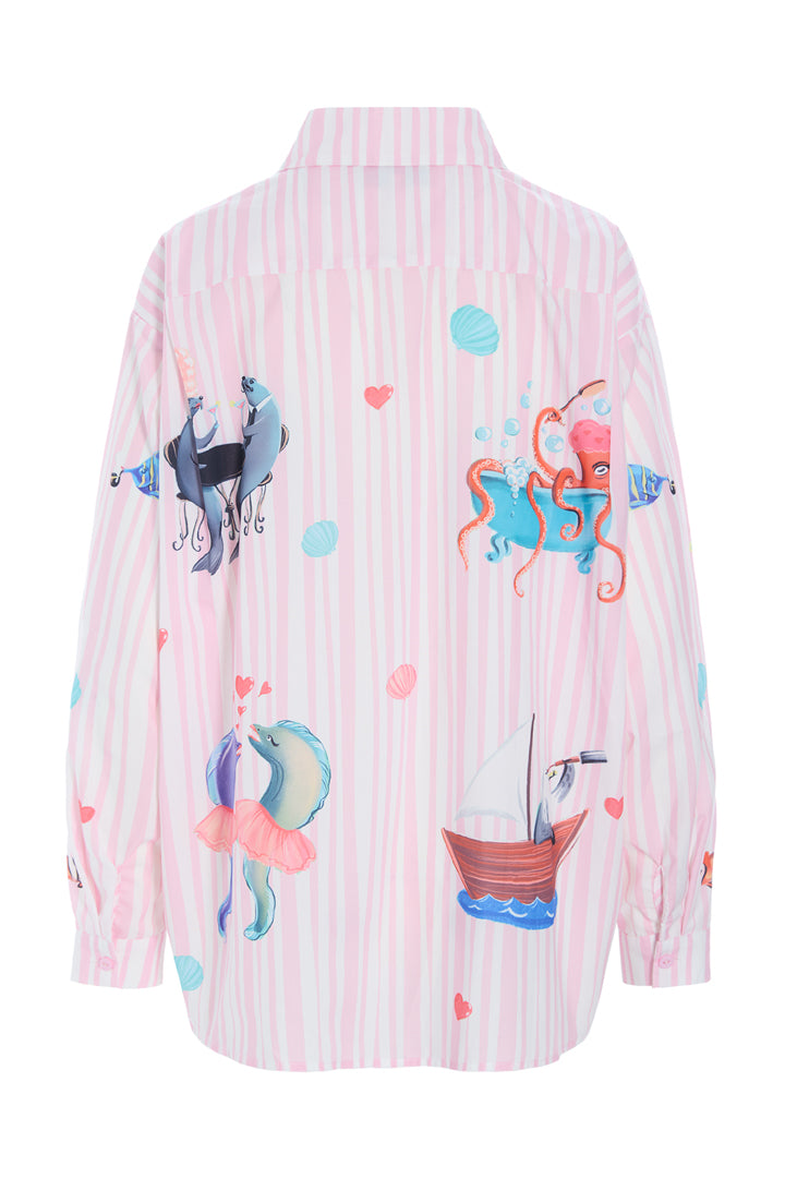 HUNKØN Nessie Shirt Shirts Pink Ocean Art Print