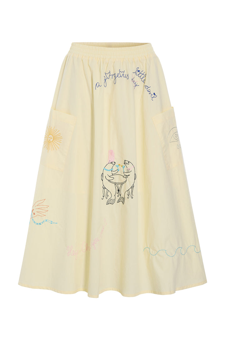 HUNKØN Nima Skirt Skirts Cream Yellow