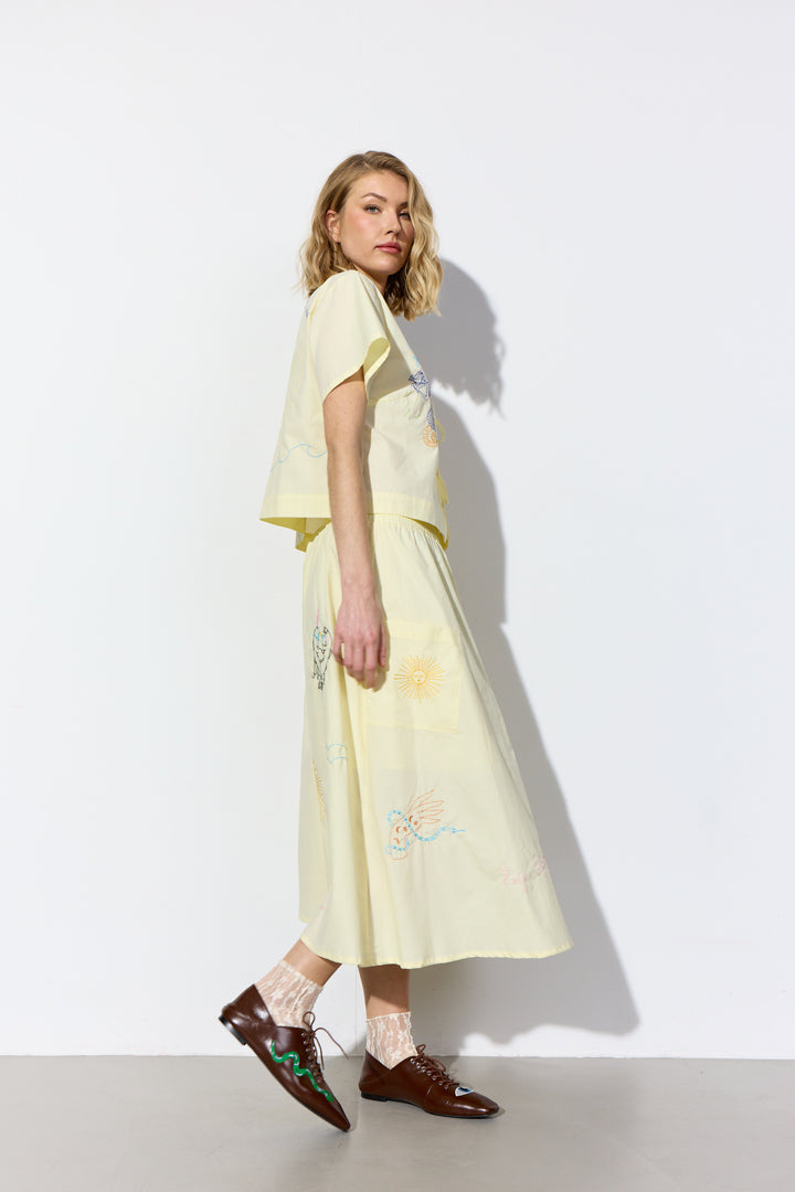 HUNKØN Nima Skirt Skirts Cream Yellow