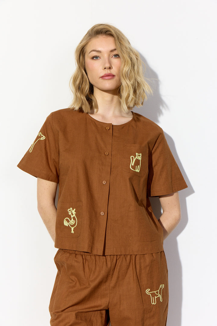 HUNKØN Nina Shirt Shirts Brown