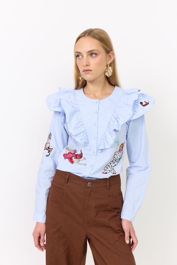 HUNKØN Nola Ruffle Shirt Shirts Light Blue