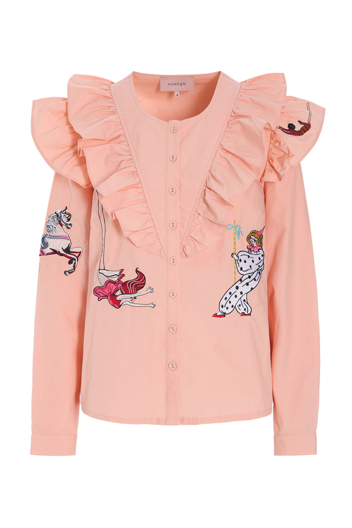 HUNKØN Nola Ruffle Shirt Shirts Peach