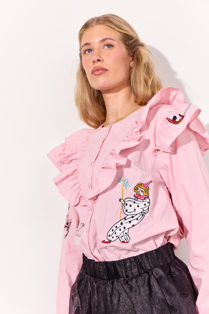 HUNKØN Nola Ruffle Shirt Shirts Soft Pink