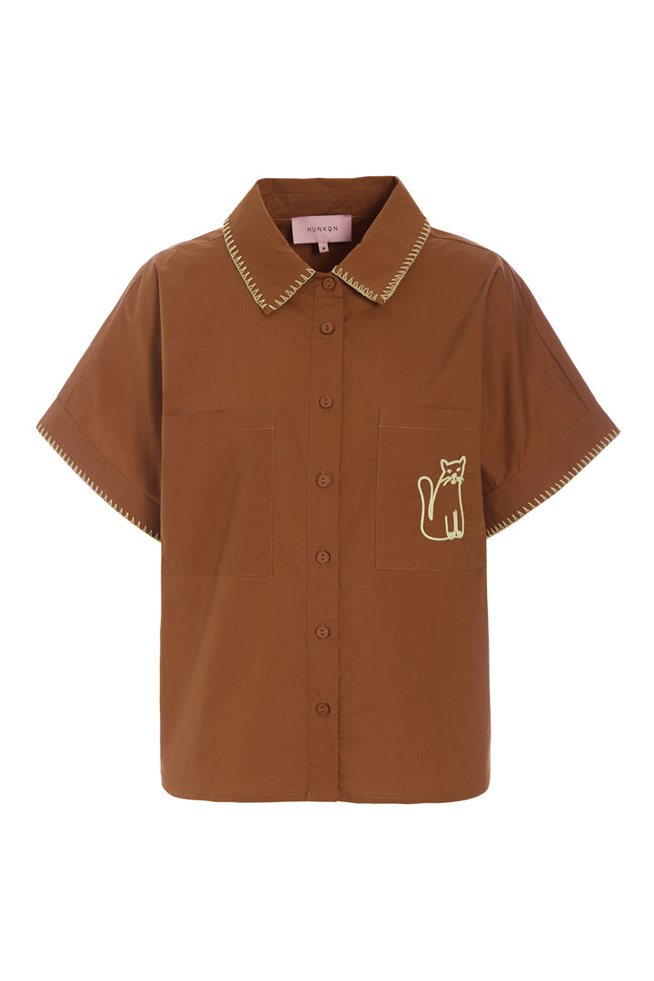 HUNKØN Oda Shirt Shirts Brown