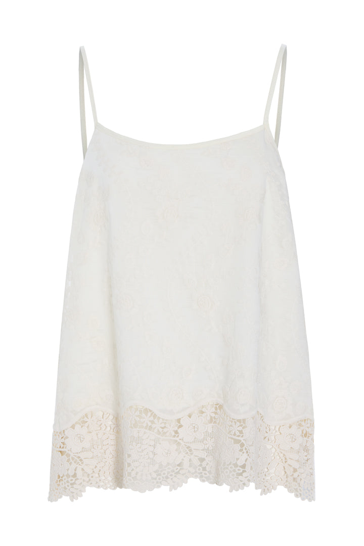 HUNKØN Patty Lace Top Tops Cream