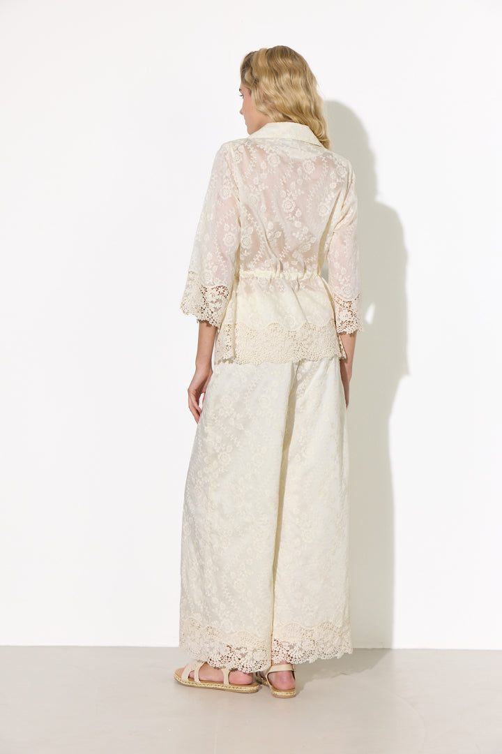 HUNKØN Patty Lace Trousers Trousers Cream