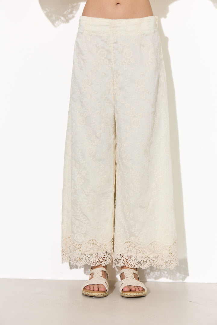 HUNKØN Patty Lace Trousers Trousers Cream