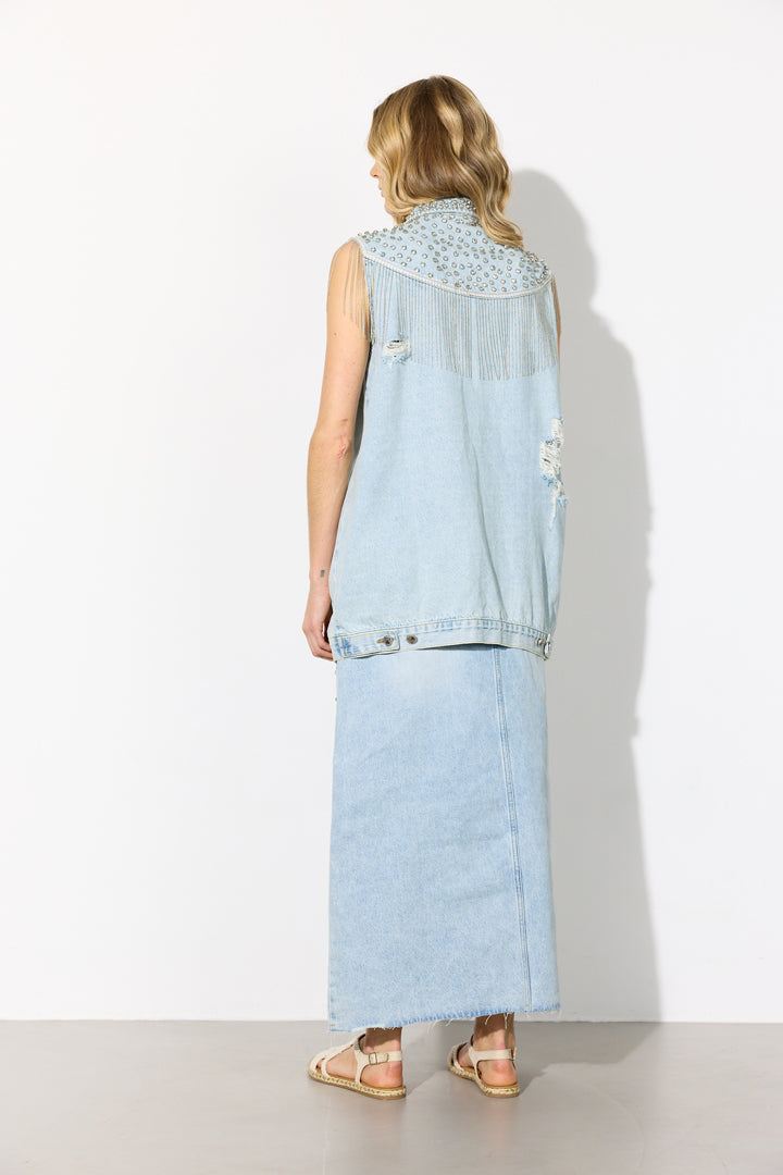 HUNKØN Priya Gem Skirt Skirts Light Denim