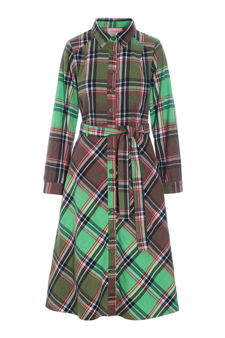 HUNKØN Ramone Dress Dresses Green Tartan