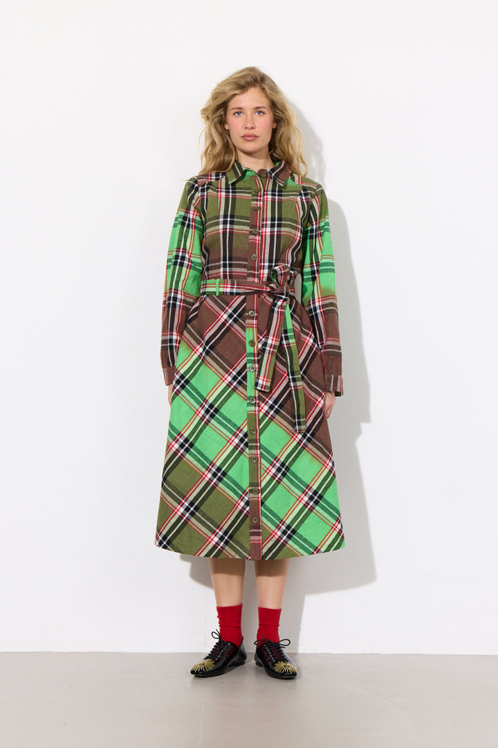 HUNKØN Ramone Dress Dresses Green Tartan