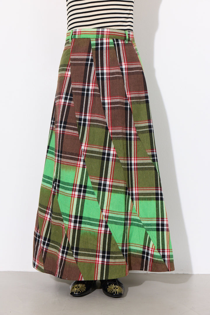 HUNKØN Ramone Long Skirt Skirts Green Tartan