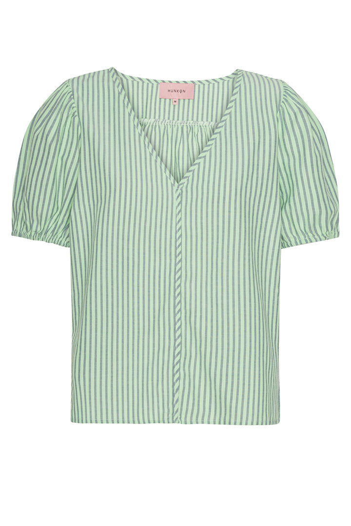 HUNKØN Randi Top Tops Green Striped