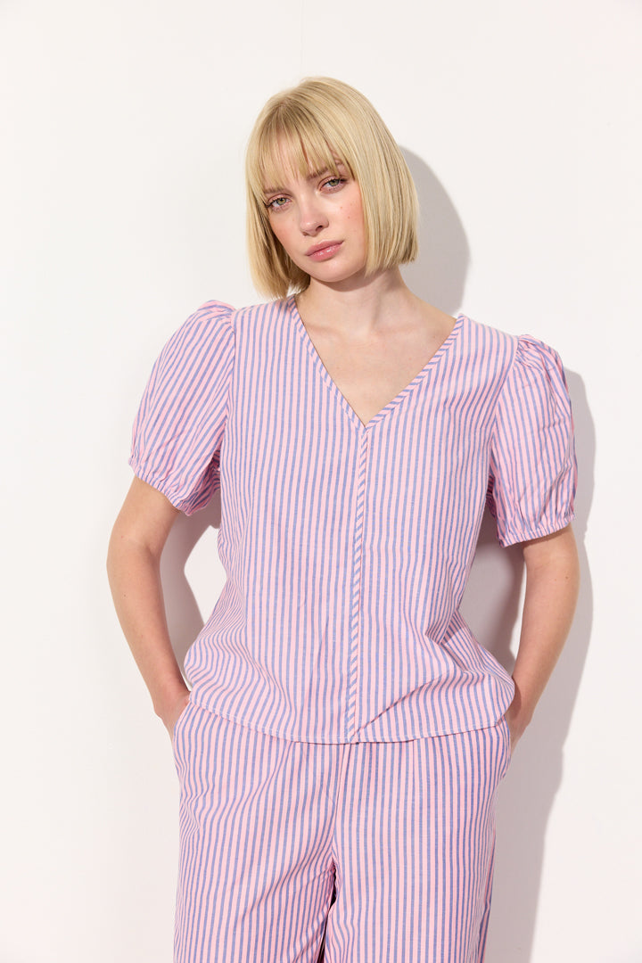 HUNKØN Randi Top Tops Pink Striped