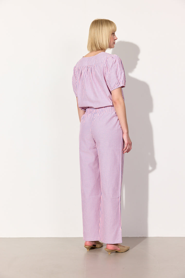 HUNKØN Randi Trousers Trousers Pink Striped