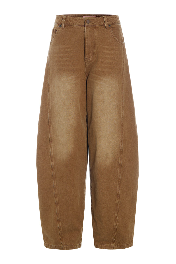 HUNKØN Renata Barrel Jeans Trousers Brown