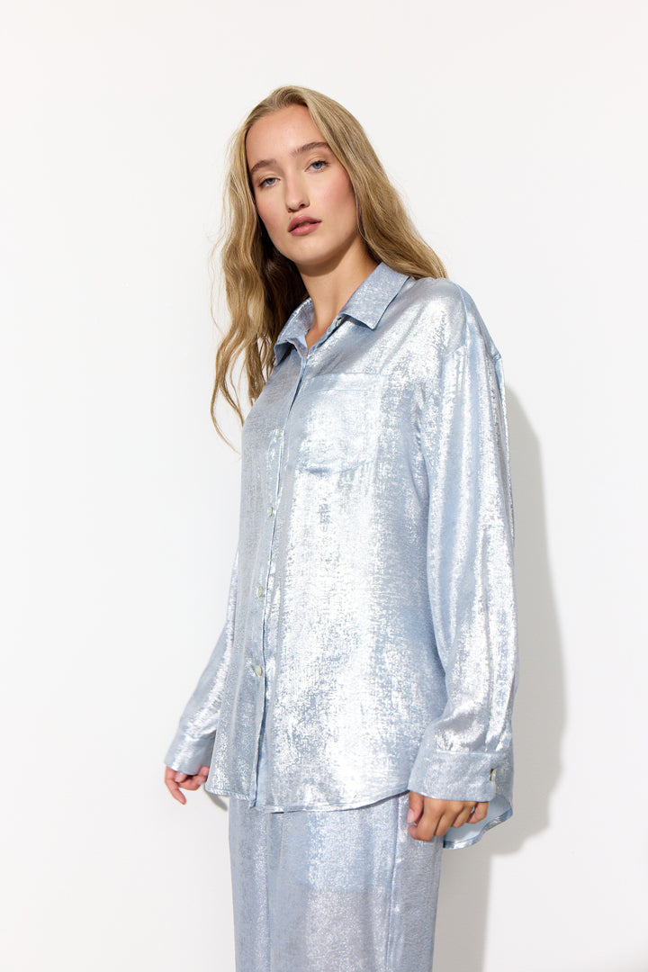 HUNKØN Robin Shirt Shirts Blue Metallic