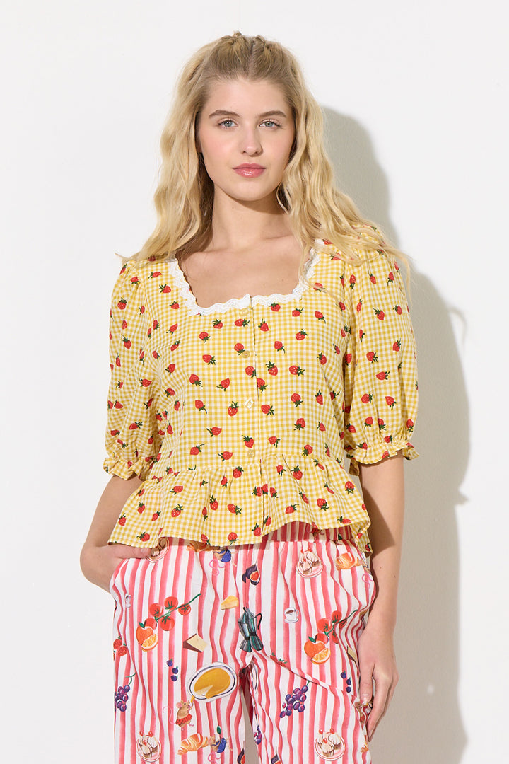 HUNKØN Ruth Blouse Shirts Yellow
