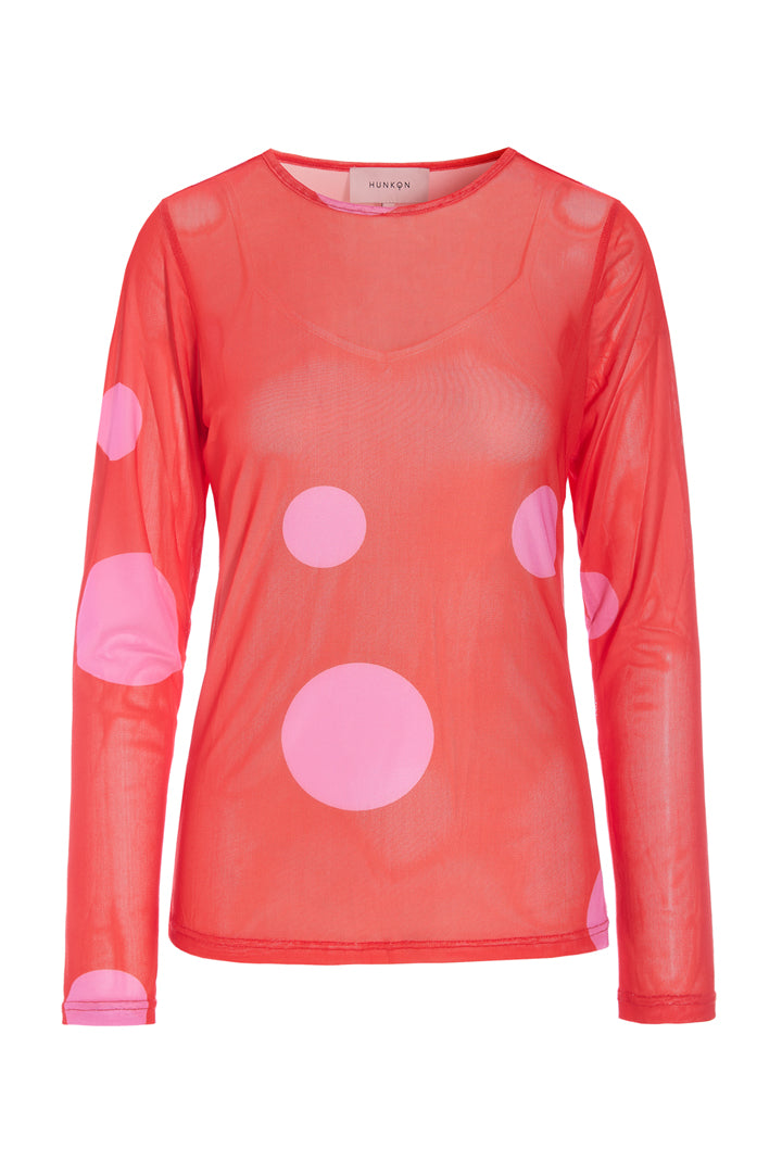 HUNKØN Salem Mesh Blouse Blouses Red