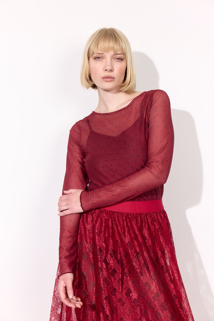 HUNKØN Tova Mesh Blouse Blouses Zinfandel