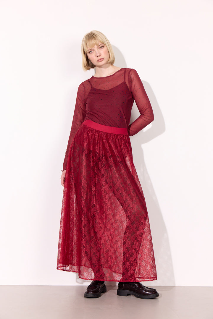 HUNKØN Tova Mesh Blouse Blouses Zinfandel
