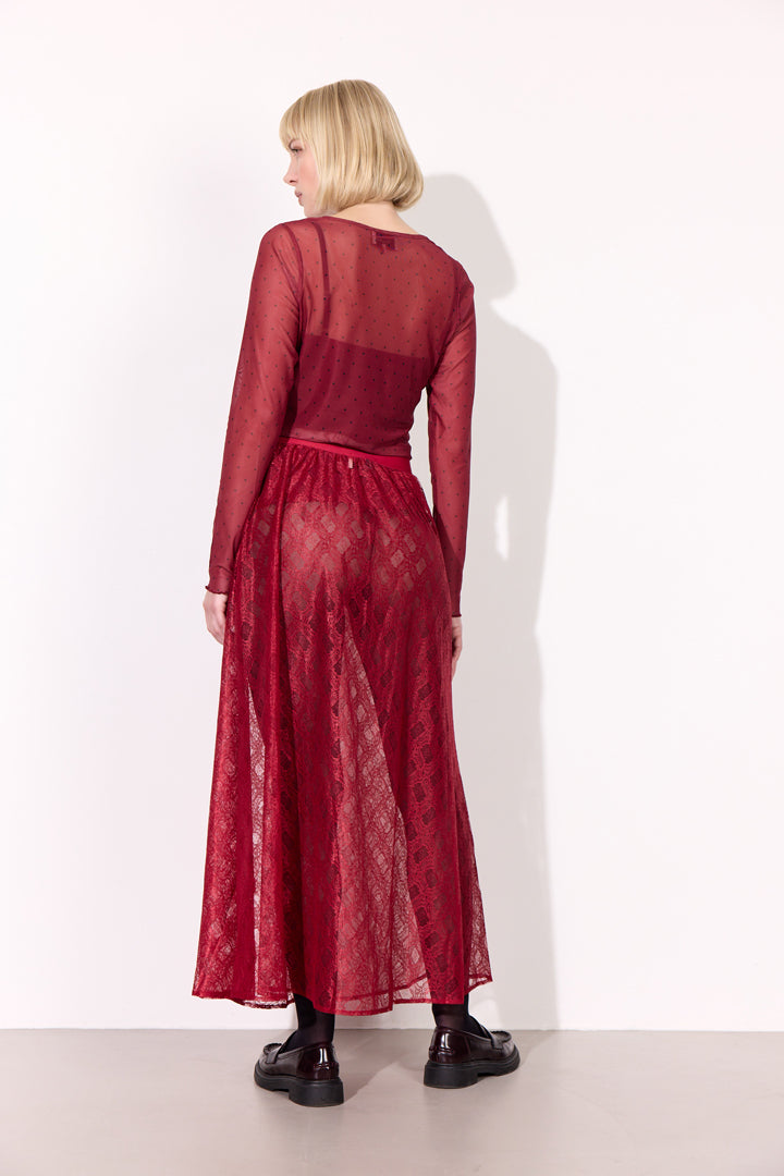 HUNKØN Tova Mesh Blouse Blouses Zinfandel
