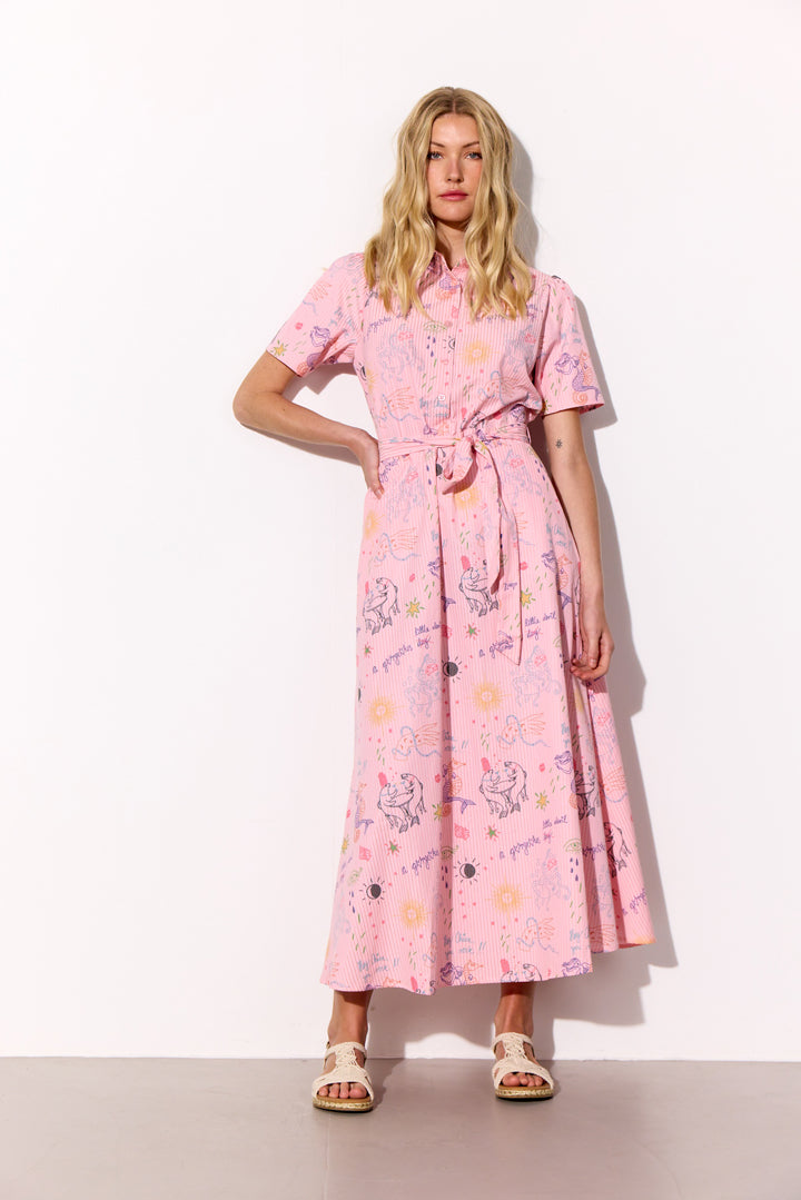 HUNKØN Zoe Dress Dresses Pink Sea Creatures Art Print