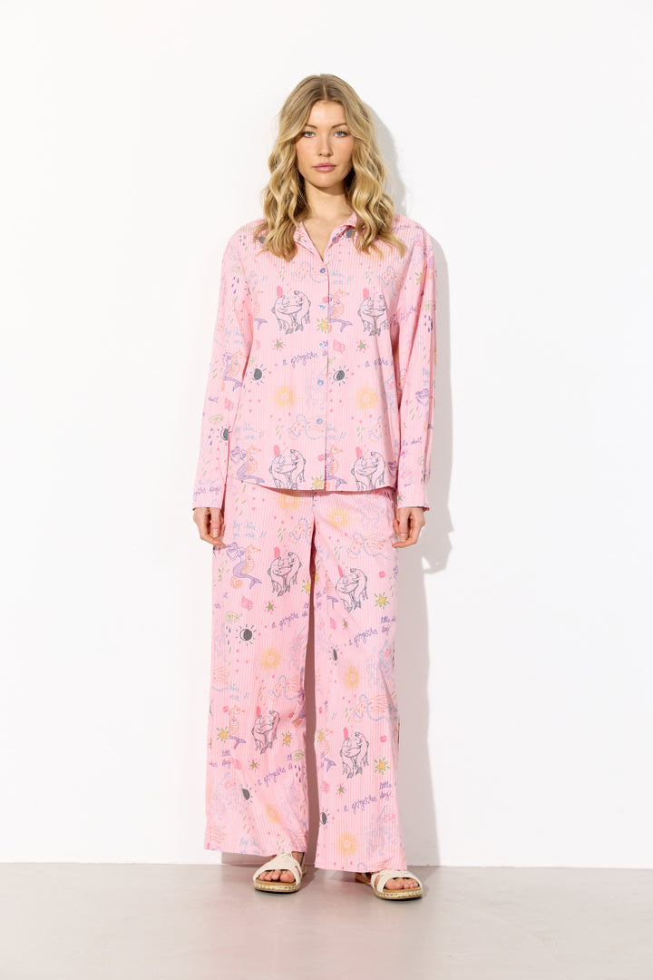 HUNKØN Zoe Shirt Shirts Pink Sea Creatures Art Print