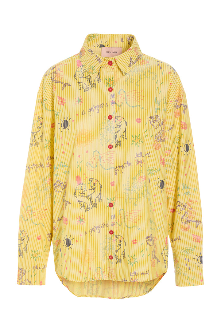 HUNKØN Zoe Shirt Shirts Yellow Sea Creatures Art Print