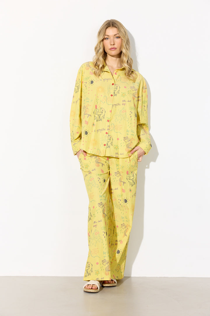 HUNKØN Zoe Shirt Shirts Yellow Sea Creatures Art Print