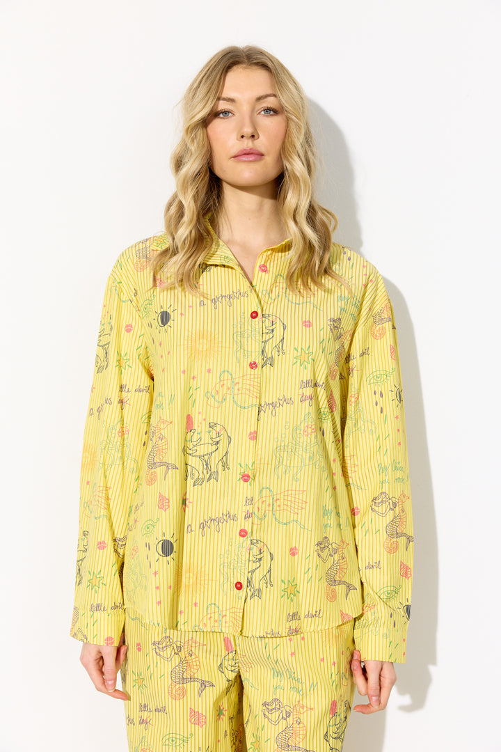 HUNKØN Zoe Shirt Shirts Yellow Sea Creatures Art Print