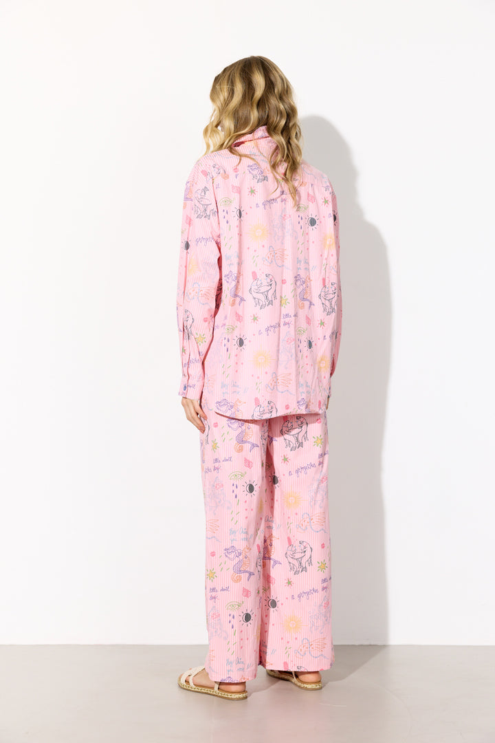 HUNKØN Zoe Trousers Trousers Pink Sea Creatures Art Print