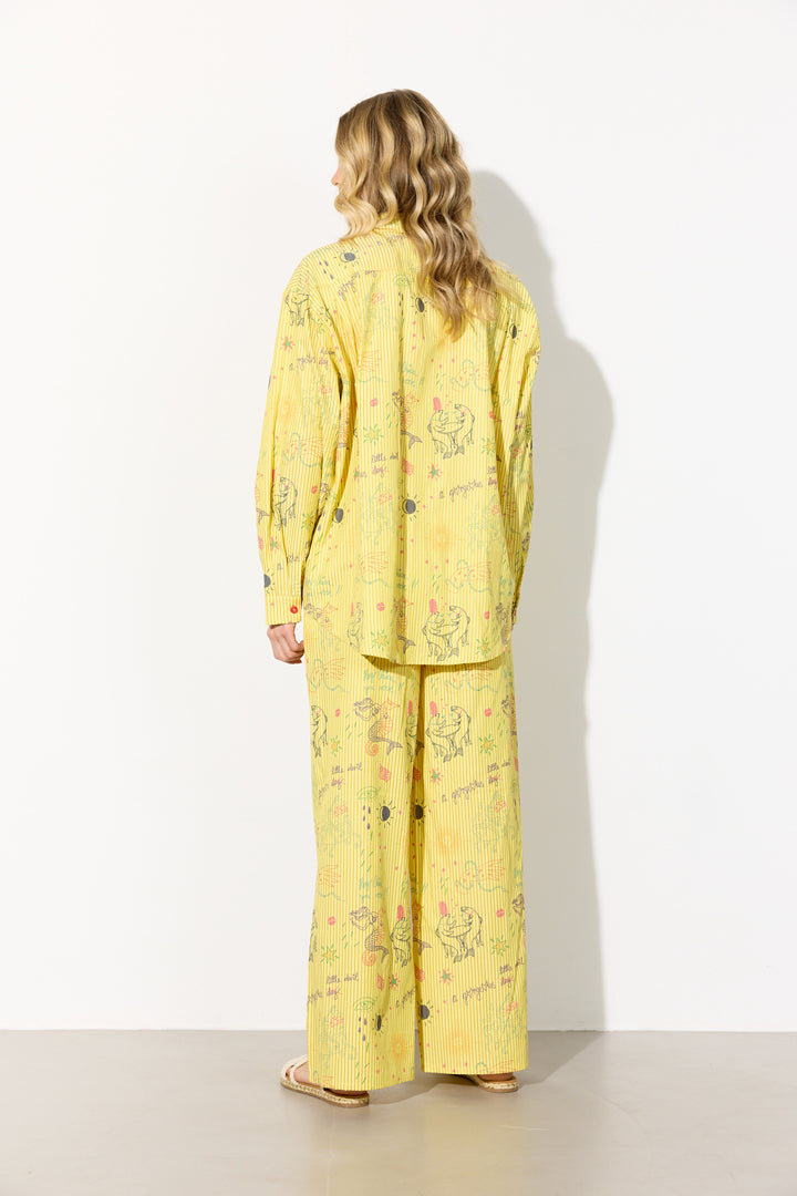 HUNKØN Zoe Trousers Trousers Yellow Sea Creatures Art Print