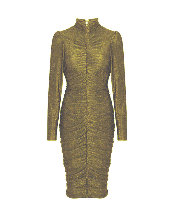 HUNKØN Cattia Wrinkle Dress Dresses Gold Glitter