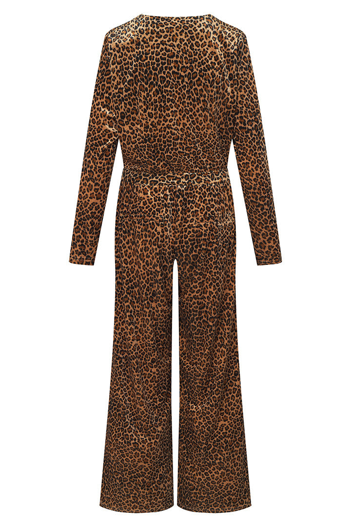 HUNKØN Angela Velour Jumpsuit Jumpsuits Leopard