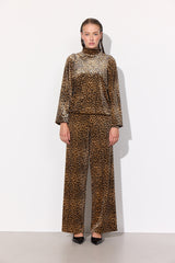 HUNKØN Angela velour trousers Trousers Leopard