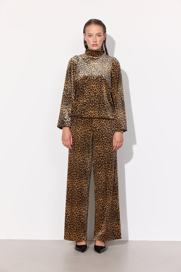 HUNKØN Angela velour trousers Trousers Leopard