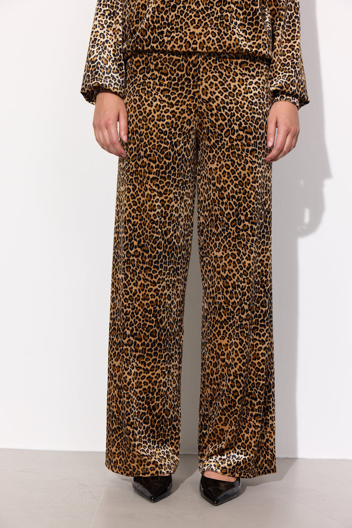 HUNKØN Angela velour trousers Trousers Leopard