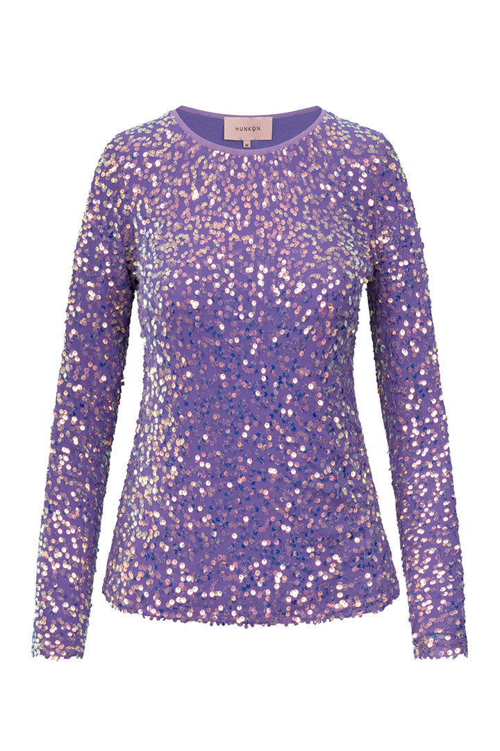 HUNKØN Aya Sequin Blouse Blouses Purple