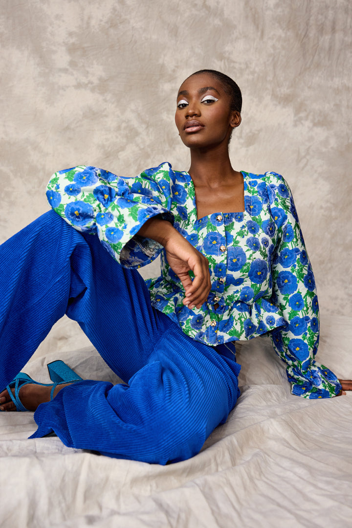 HUNKØN Betty Blouse Blouses Blue Floral