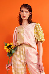 HUNKØN Bianca Top Tops Banana Checked