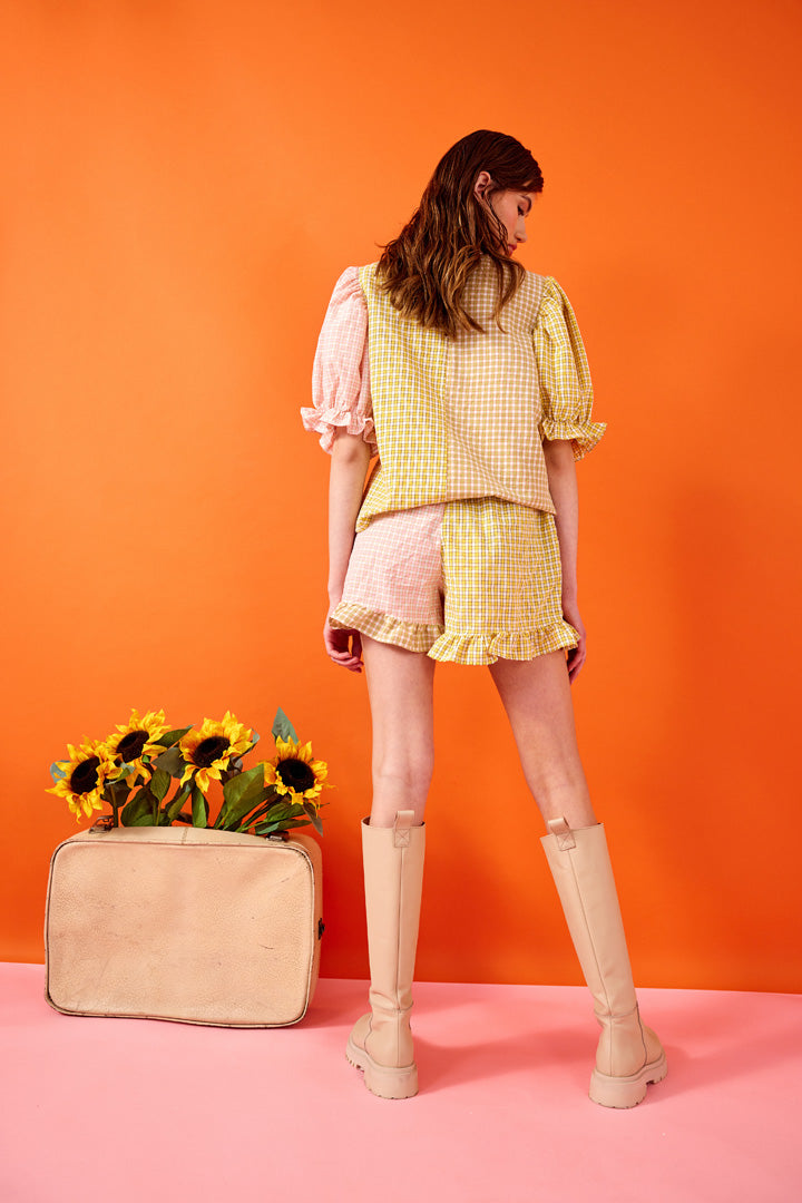 HUNKØN Bianca Top Tops Banana Checked