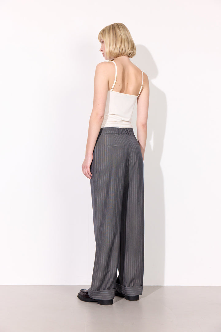 HUNKØN Billie Trousers Trousers Grey Pinstripe