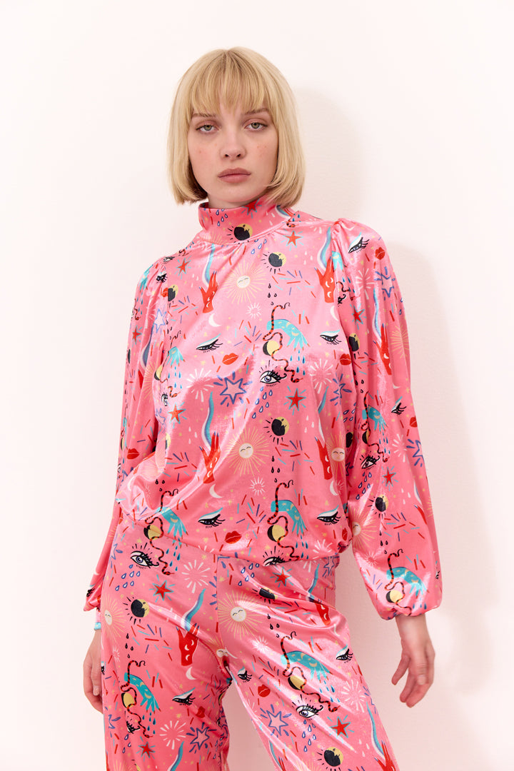 HUNKØN Birdy Blouse Blouses Graffiti Art Print