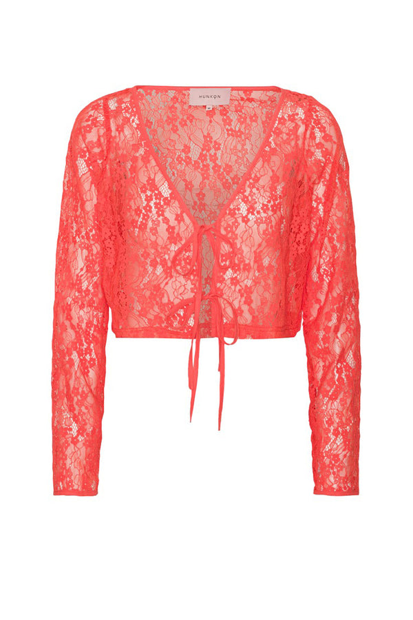 HUNKØN Birgitta Tie Blouse Blouses Red