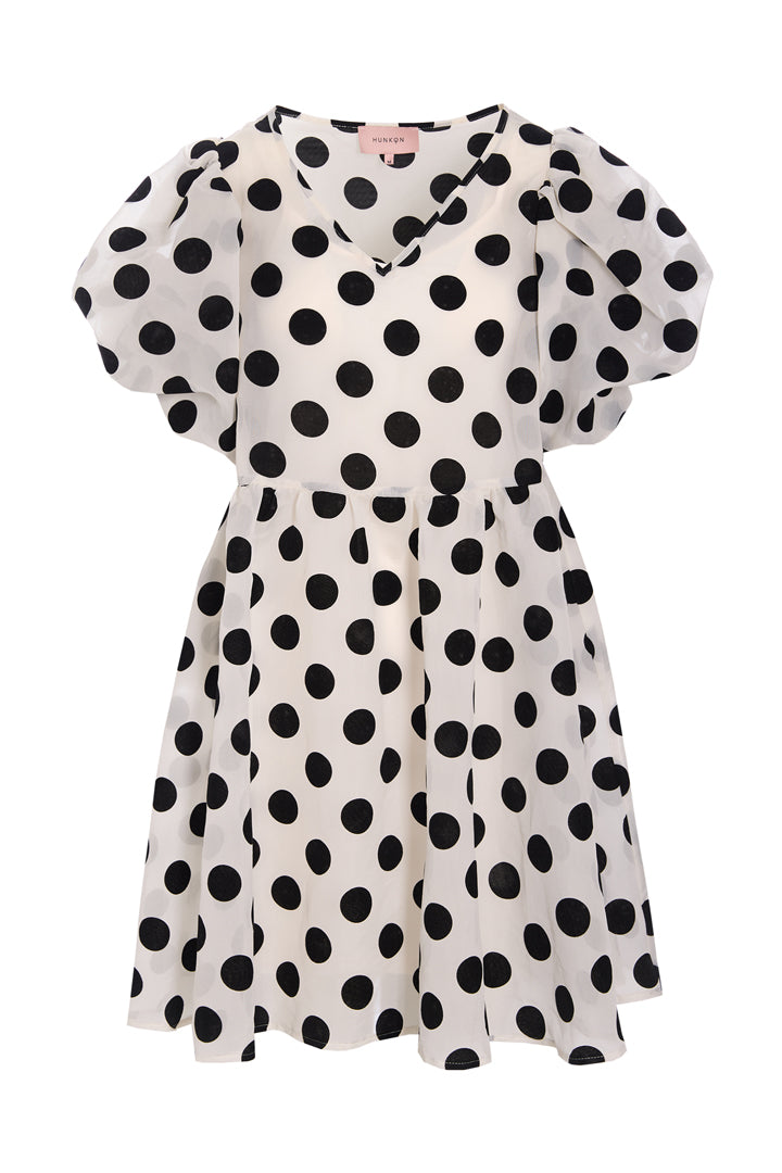 HUNKØN Bobby Dress Dresses White w/ dots